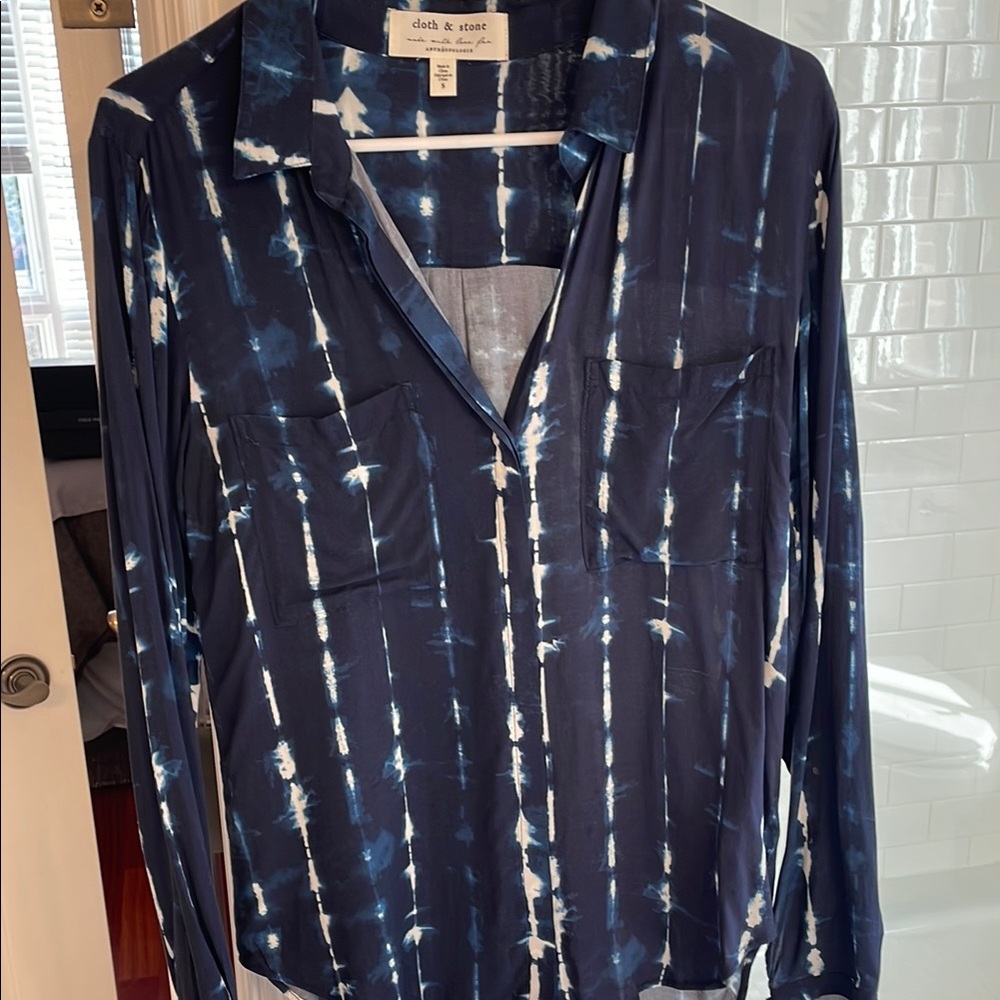 Cloth & Stone Indigo Tie-Dye Button Down Shirt